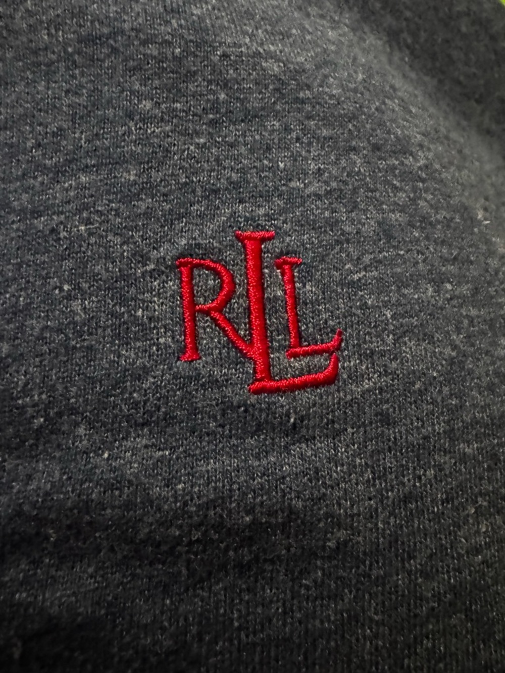 Ralph Lauren Charcoal Crewneck Sweater with Red RL Monogram